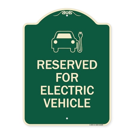 Signmission Reserved for Electric Vehicle W/ Graphic Heavy-Gauge Aluminum Sign, 24" x 18", G-1824-23209 A-DES-G-1824-23209